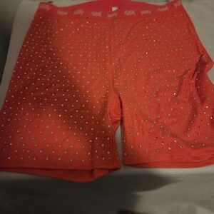 YITTY Red Bike Shorts with Rhinestone Details